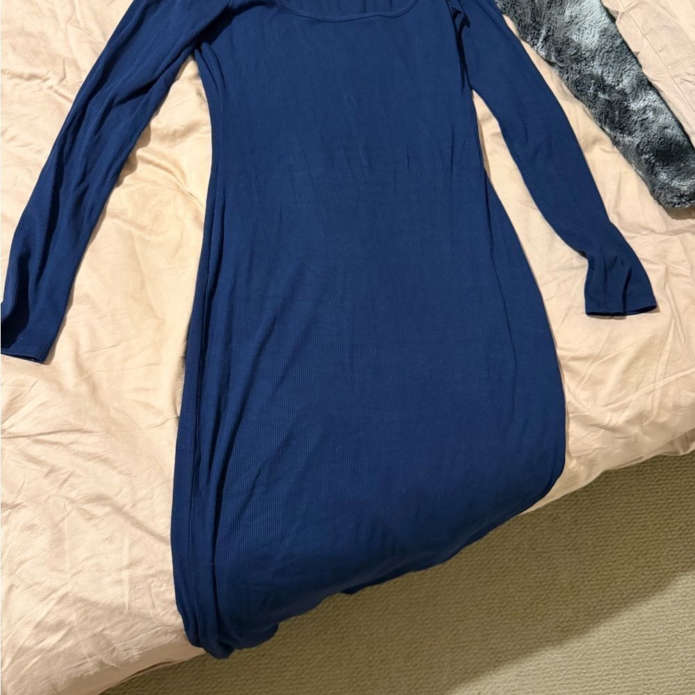 Dynamite Ribbon Deep Blue Long Sleeve Dress M
